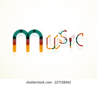 Music font word concept, minimal line concept