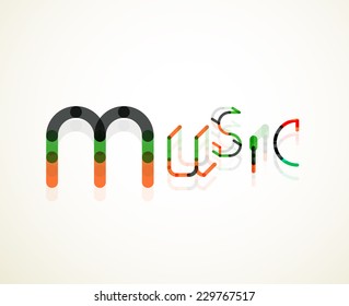 Music font word concept, minimal line concept