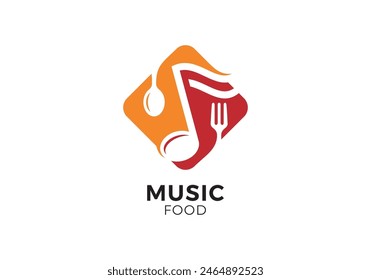 music with food combination logo design vector
