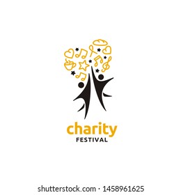 Music Food People Heart Star Love For Charity Party Festival Logo