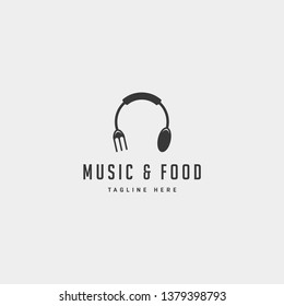 music food simple flat logo design vector illustration icon element