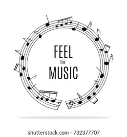 Music frame. Circular notes design illustration isolated on white background