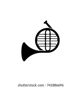 Music french horn icon on white background