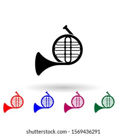 Music french horn multi color icon. Simple glyph, flat vector of music instrument icons for ui and ux, website or mobile application