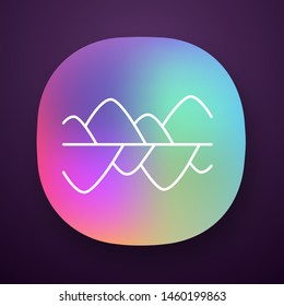 Music frequency level app icon. Vibration, noise level curves. Sound waves, waveforms. Digital soundwave, soundtrack rhythm. UI/UX user interface. Web, mobile application. Vector isolated illustration