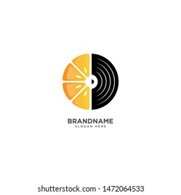 Music and Fruit Logo Design Vector, Music and Fruit symbol Icon