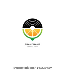 Music and Fruit Store Logo Design Vector, Music and Fruit Pinned symbol Icon