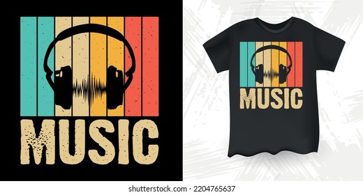Music Funny Electronic 
Headphone DJ Music Lover Retro Vintage Music DJ T-Shirt Design