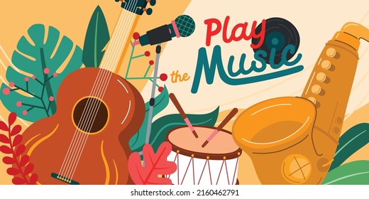 Music in Garden Concert Banner Concept, Vector, Illustration