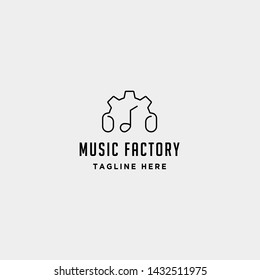 music gear logo design studio headphone microphone cassete vector monoline icon