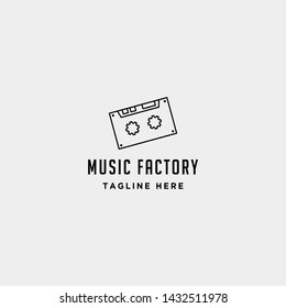 music gear logo design studio headphone microphone cassete vector monoline icon