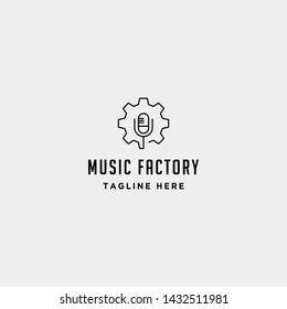 music gear logo design studio headphone microphone cassete vector monoline icon
