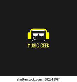 Music geek logo sign. design template. vector illustration. best use for avatar,party, business.