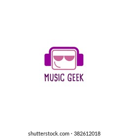 Music geek logo sign. design template. vector illustration. best use for avatar,party, business.