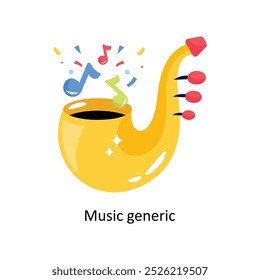 Music generic doodle vector outline Sticker. EPS 10 file