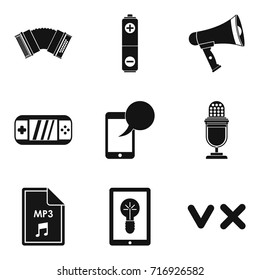 Music genre icons set. Simple set of 9 music genre vector icons for web isolated on white background