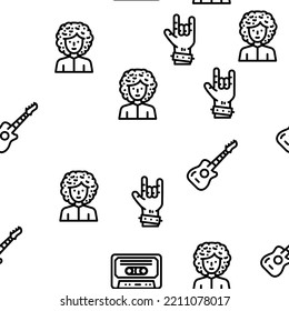 Music Genres Audio Performance vector seamless pattern thin line illustration