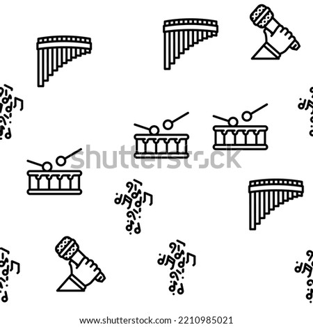 Music Genres Audio Performance vector seamless pattern thin line illustration