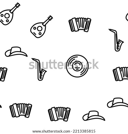 Music Genres Audio Performance vector seamless pattern thin line illustration