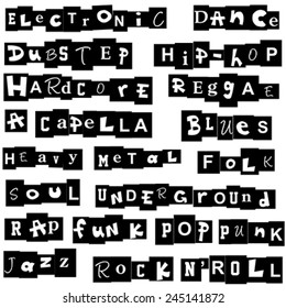 Music genres made of letters