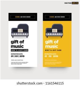 Music Gift Card with Piano Vector Illustration in Flat Style Design