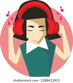 Music girl listening to her songs