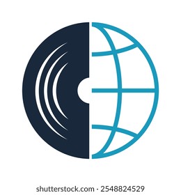 MUSIC AND GLOBE LOGO VECTOR ICON SYMBOL WORLD
