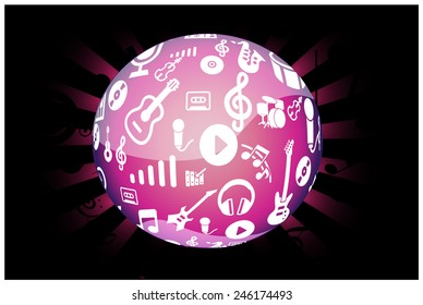 Music globe vector/A glossy music globe, layered and editable.
