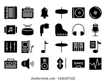 music glyph icon symbol set