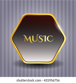 Music gold badge or emblem