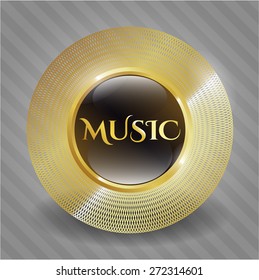 Music gold shiny badge