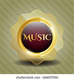 Music golden shiny badge