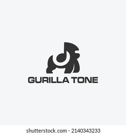 music gorilla logo design vector silhouette illustration on white background