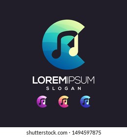 music gradient collection logo design