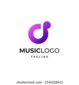 music gradient colorful logo design template. Musical icon.