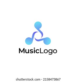 music gradient colorful logo design template. triple note music logo
