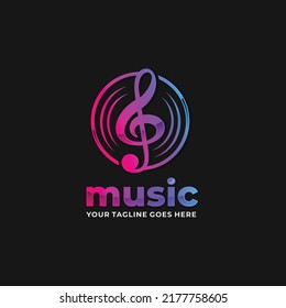 Music gradient logo design vector