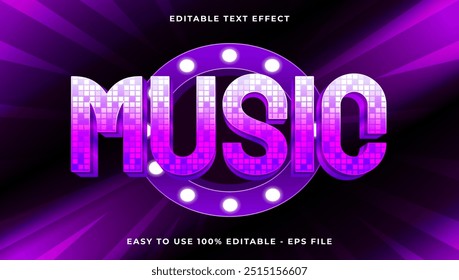 music gradient text style effect template, 3D glow light editable text effect