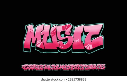 Music Graffiti font, vector illustration.
