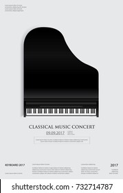 Music Grand Piano Poster Background Template Vector Illustration