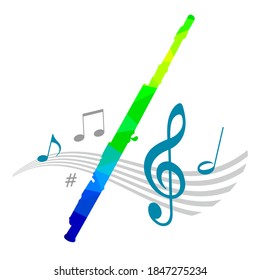 Music graphic with flute in vector quality.