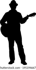 Music graphic with guitar player in vector quality.