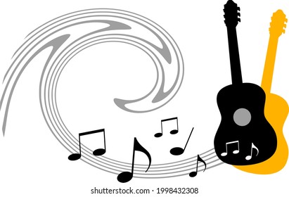 Music graphic with guitar in vector quality.