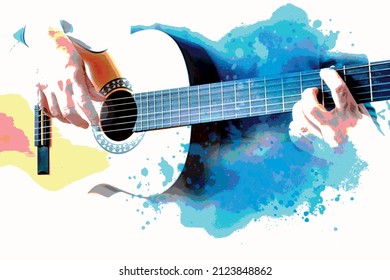 Music graphic with guitar in vector quality.
