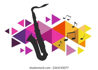 Gráfico musical con antecedentes saxofónicos y abstractos.