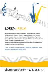 Music graphic with saxophone in vector quality.