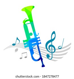 Music graphic with trumpet in vector quality.