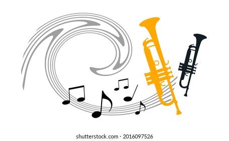 Music graphic with trumpet in vector quality.