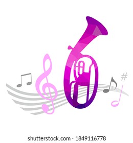 Music graphic with tuba in vector quality.