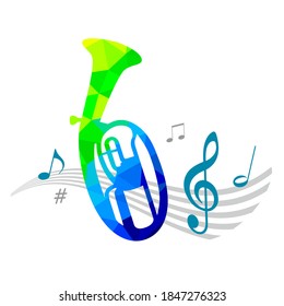 Music graphic with wind instrument in vector quality.